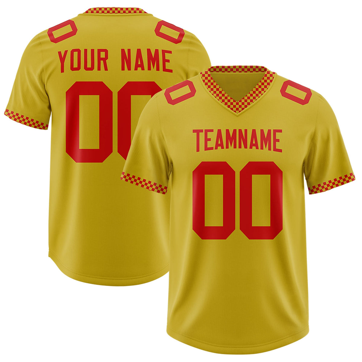 Custom Old Gold Red Personalized Neckline Square Classic Authentic American Football Jersey