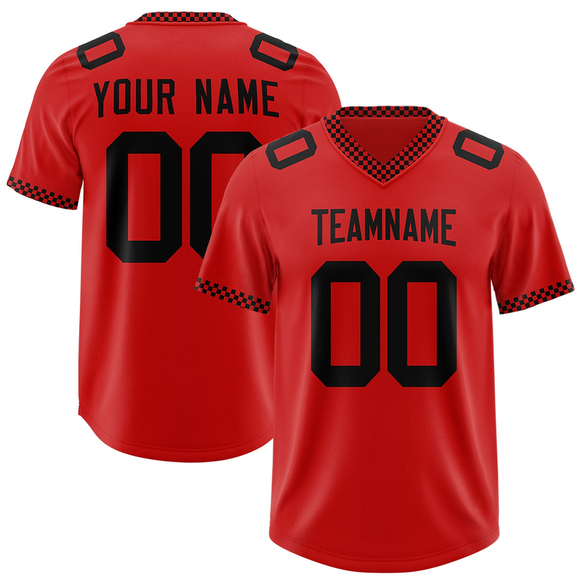 Custom Red Black Personalized Neckline Square Classic Authentic American Football Jersey