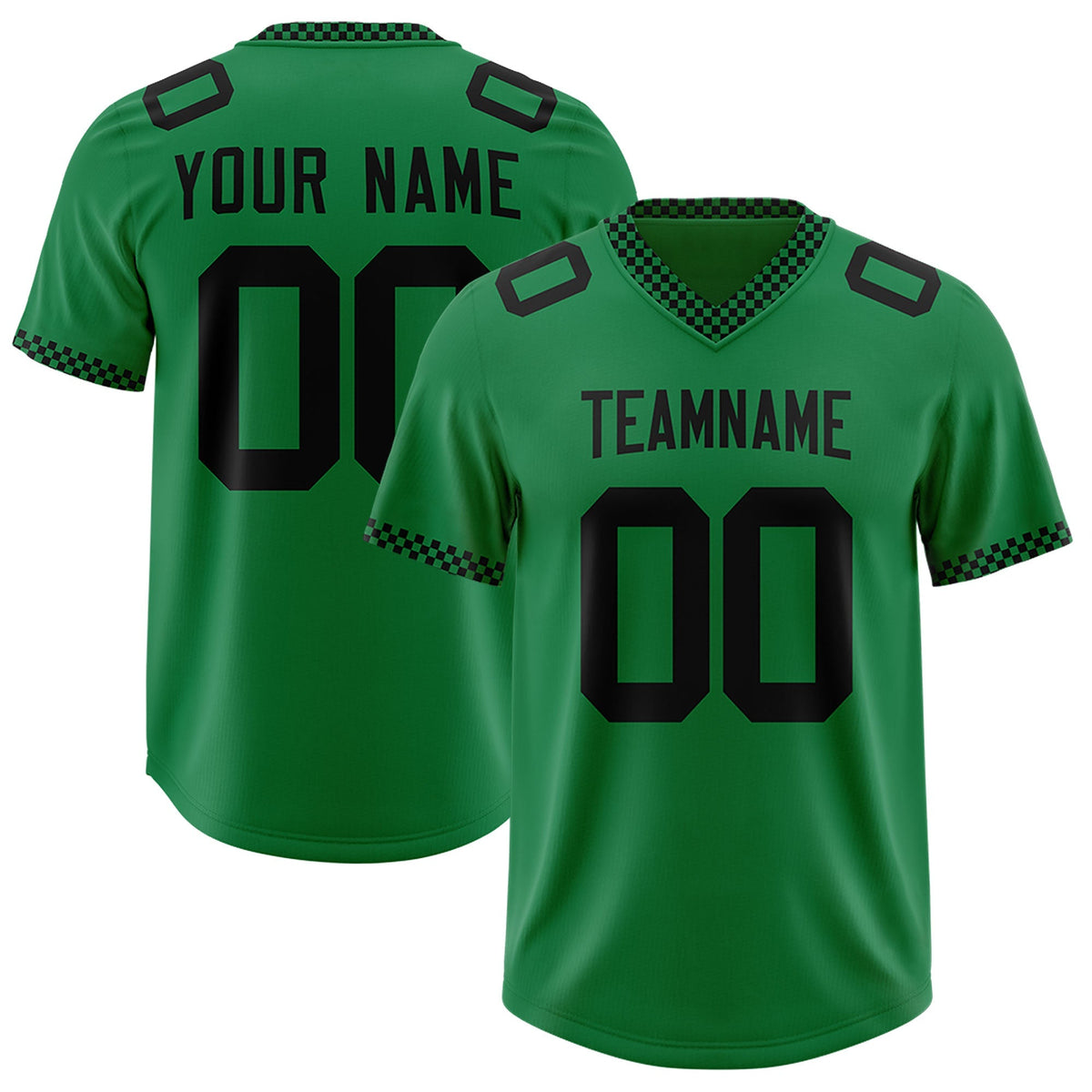 Custom Kelly Green Black Personalized Neckline Square Classic Authentic American Football Jersey