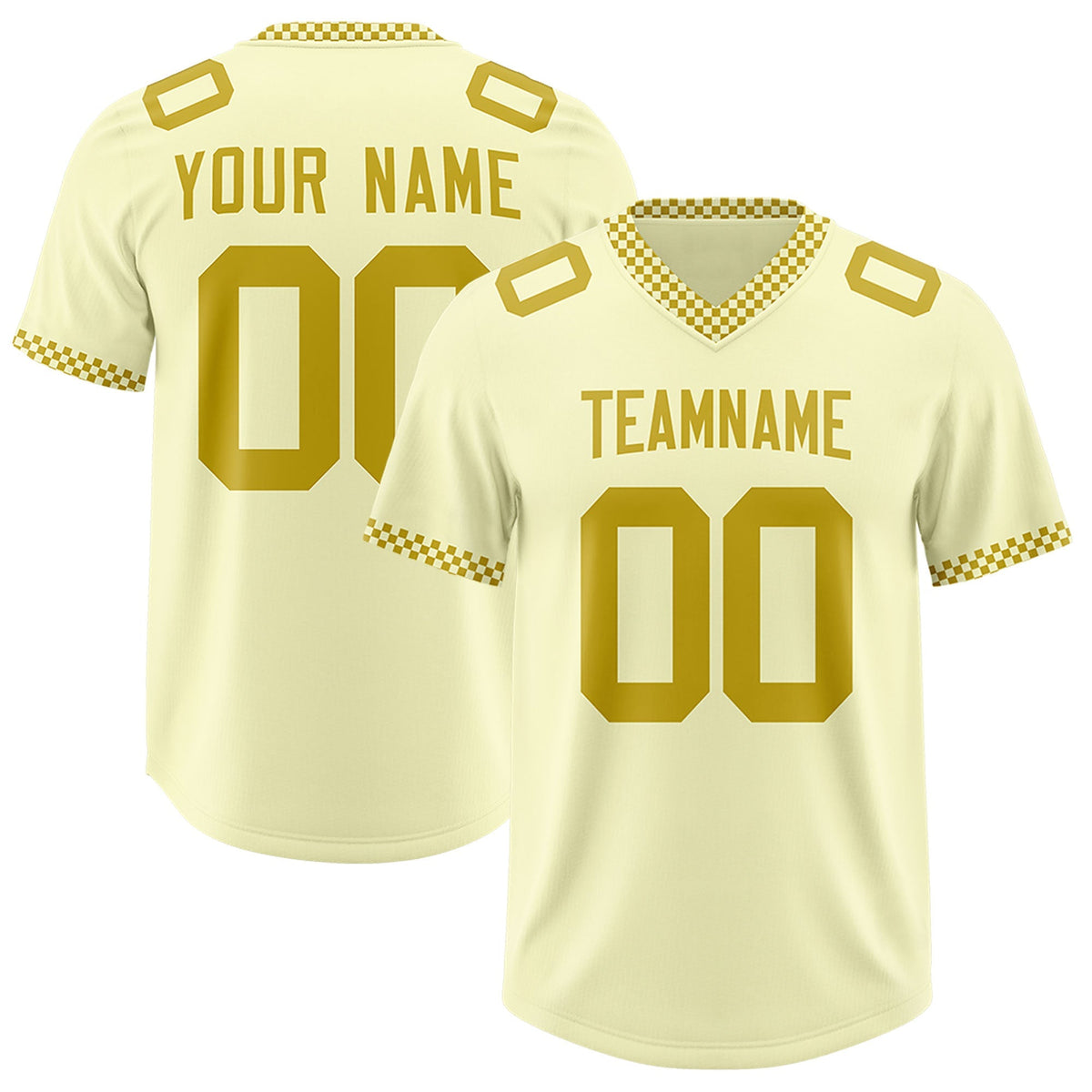 Custom Cream Old Gold Personalized Neckline Square Classic Authentic American Football Jersey