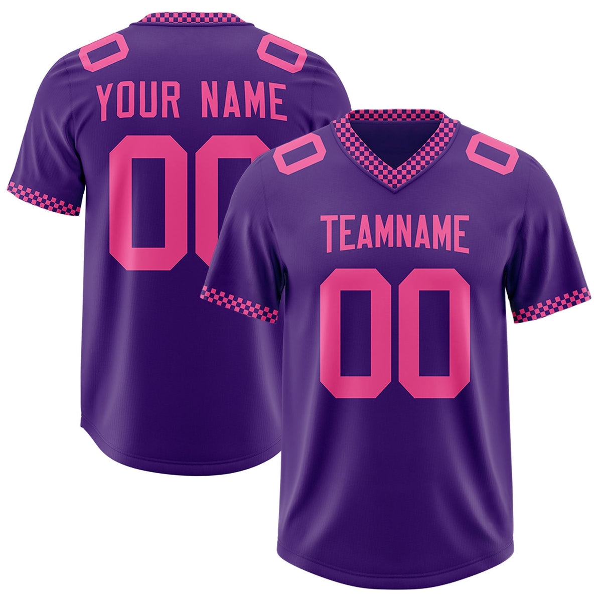 Custom Purple Pink Personalized Neckline Square Classic Authentic American Football Jersey