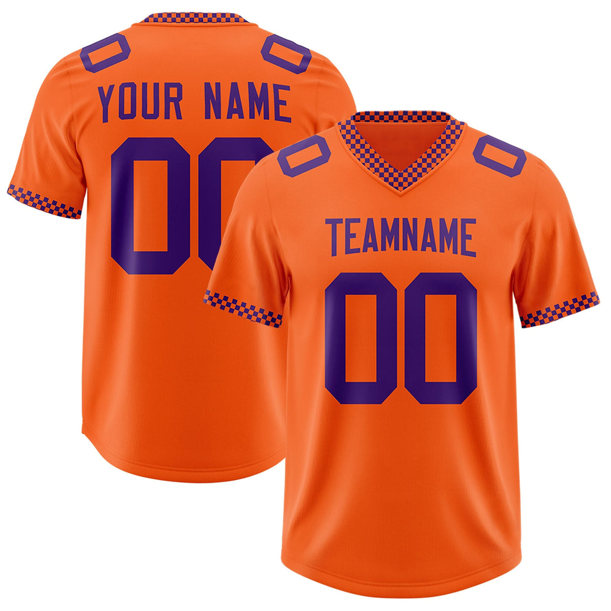 Custom Orange Purple Personalized Neckline Square Classic Authentic American Football Jersey