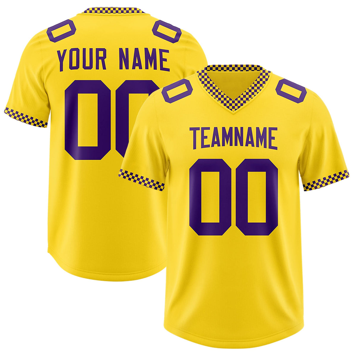 Custom Gold Purple Personalized Neckline Square Classic Authentic American Football Jersey