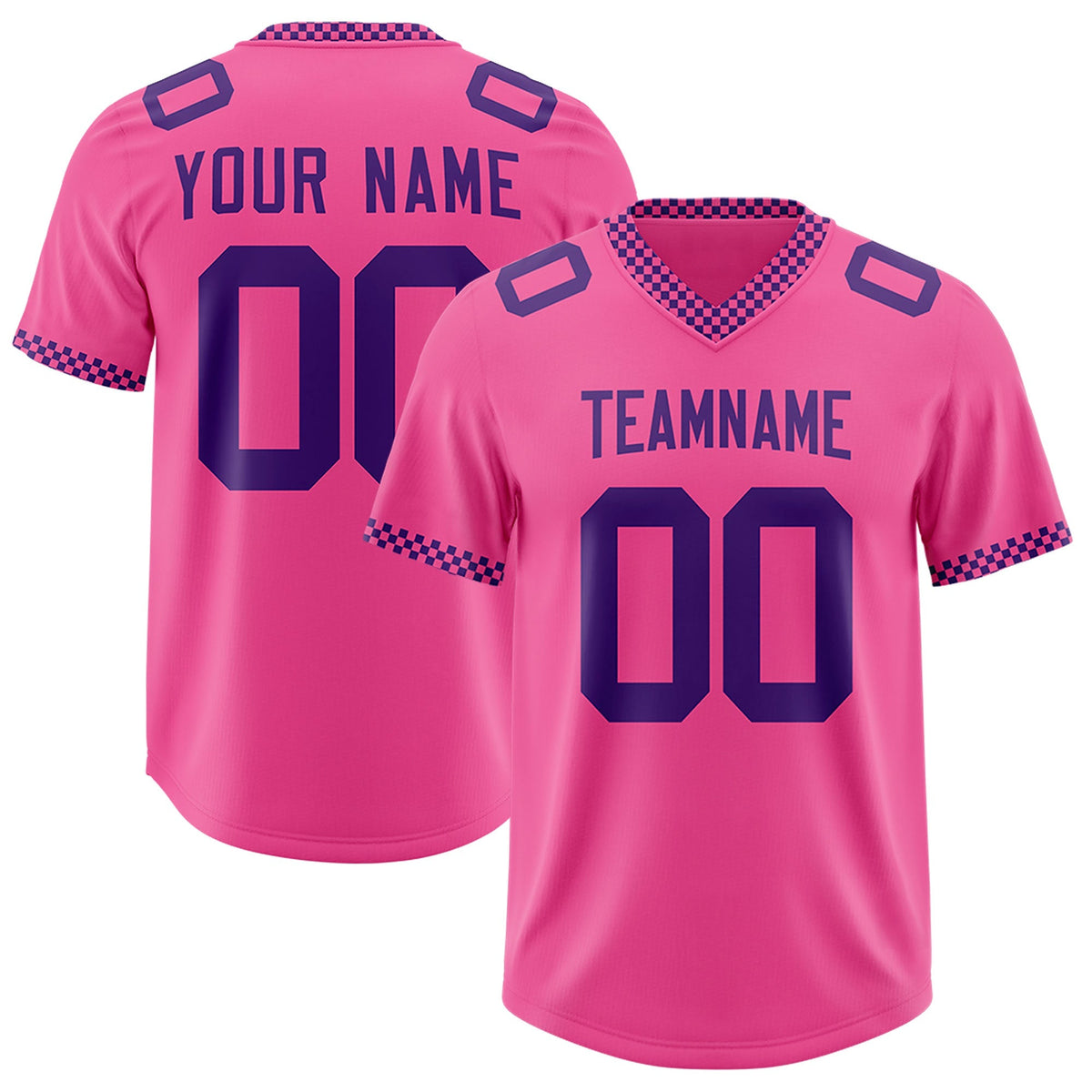 Custom Pink Purple Personalized Neckline Square Classic Authentic American Football Jersey