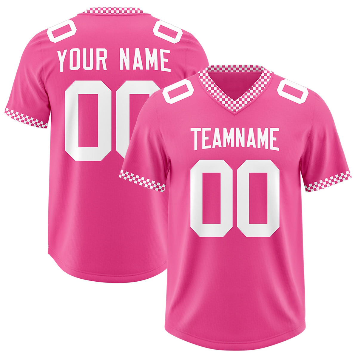 Custom Pink White Personalized Neckline Square Classic Authentic American Football Jersey