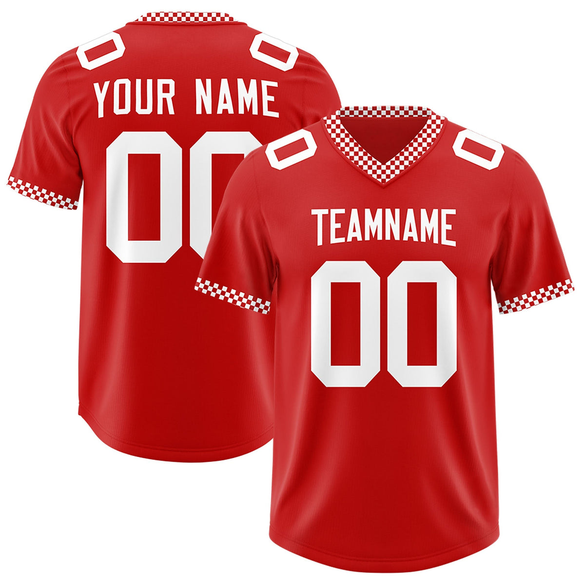 Custom Red White Personalized Neckline Square Classic Authentic American Football Jersey