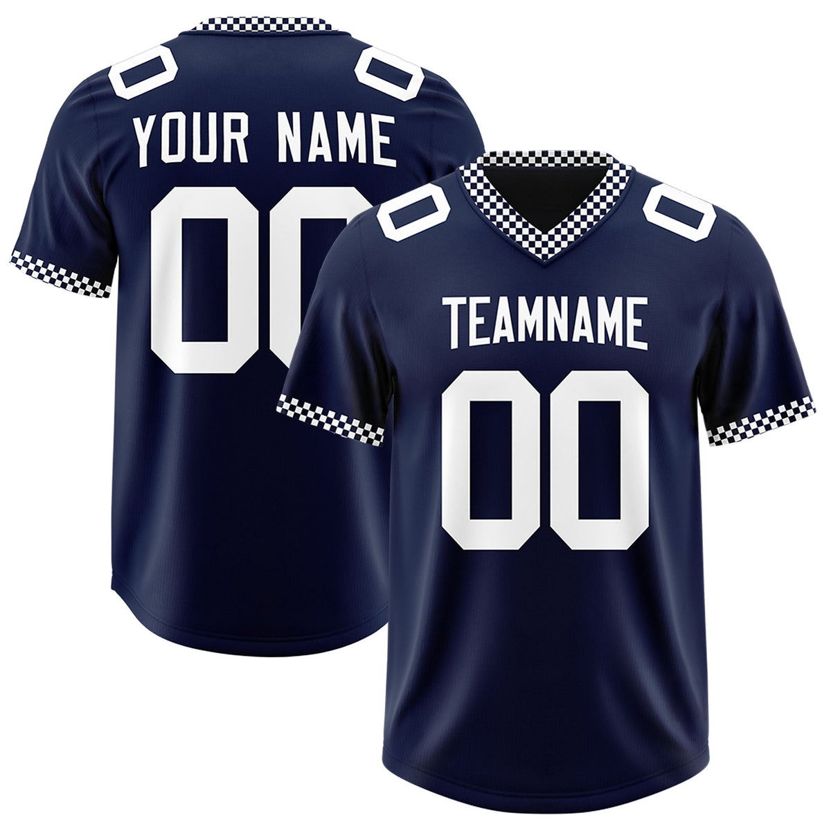 Custom Navy White Personalized Neckline Square Classic Authentic American Football Jersey