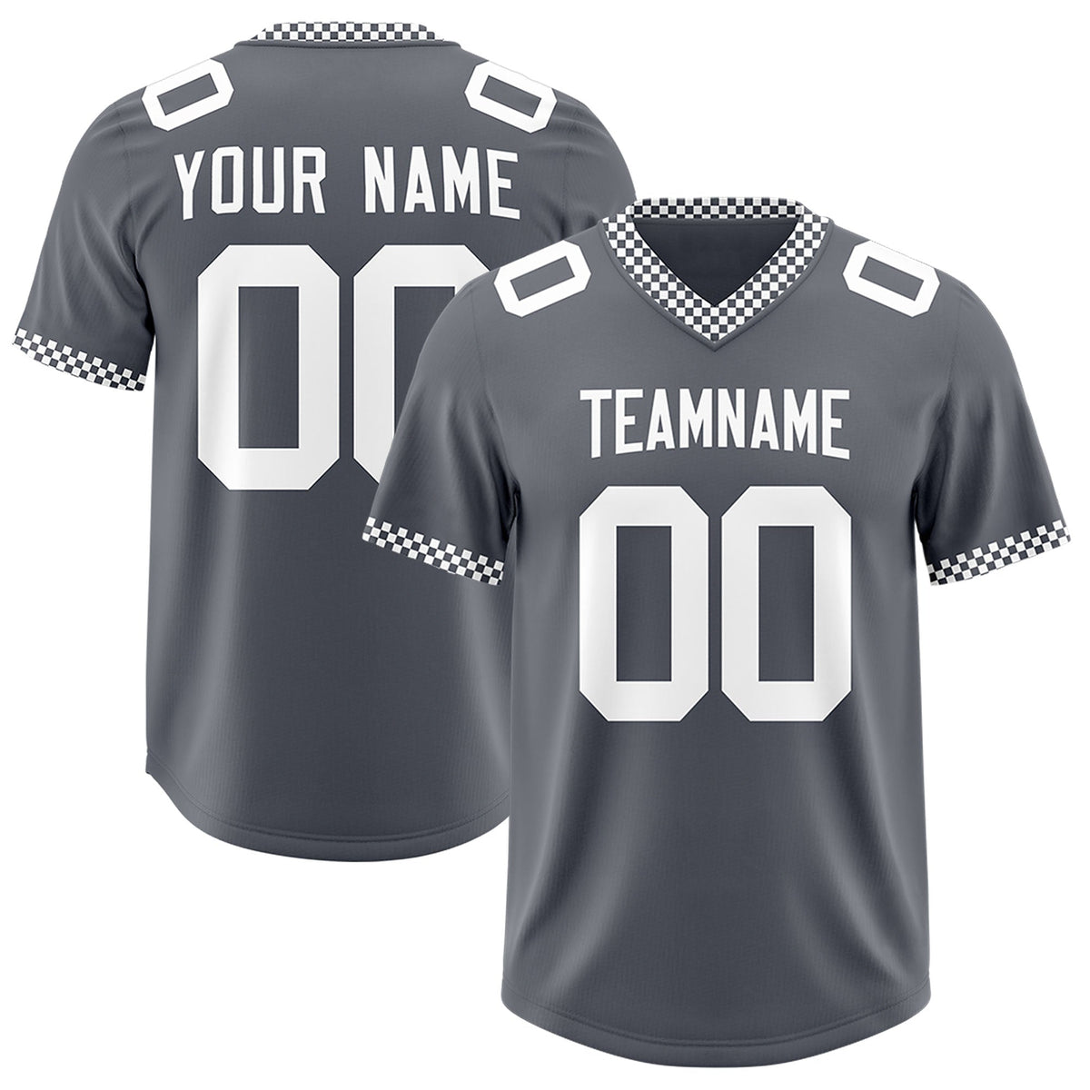 Custom Dark Gray White Personalized Neckline Square Classic Authentic American Football Jersey
