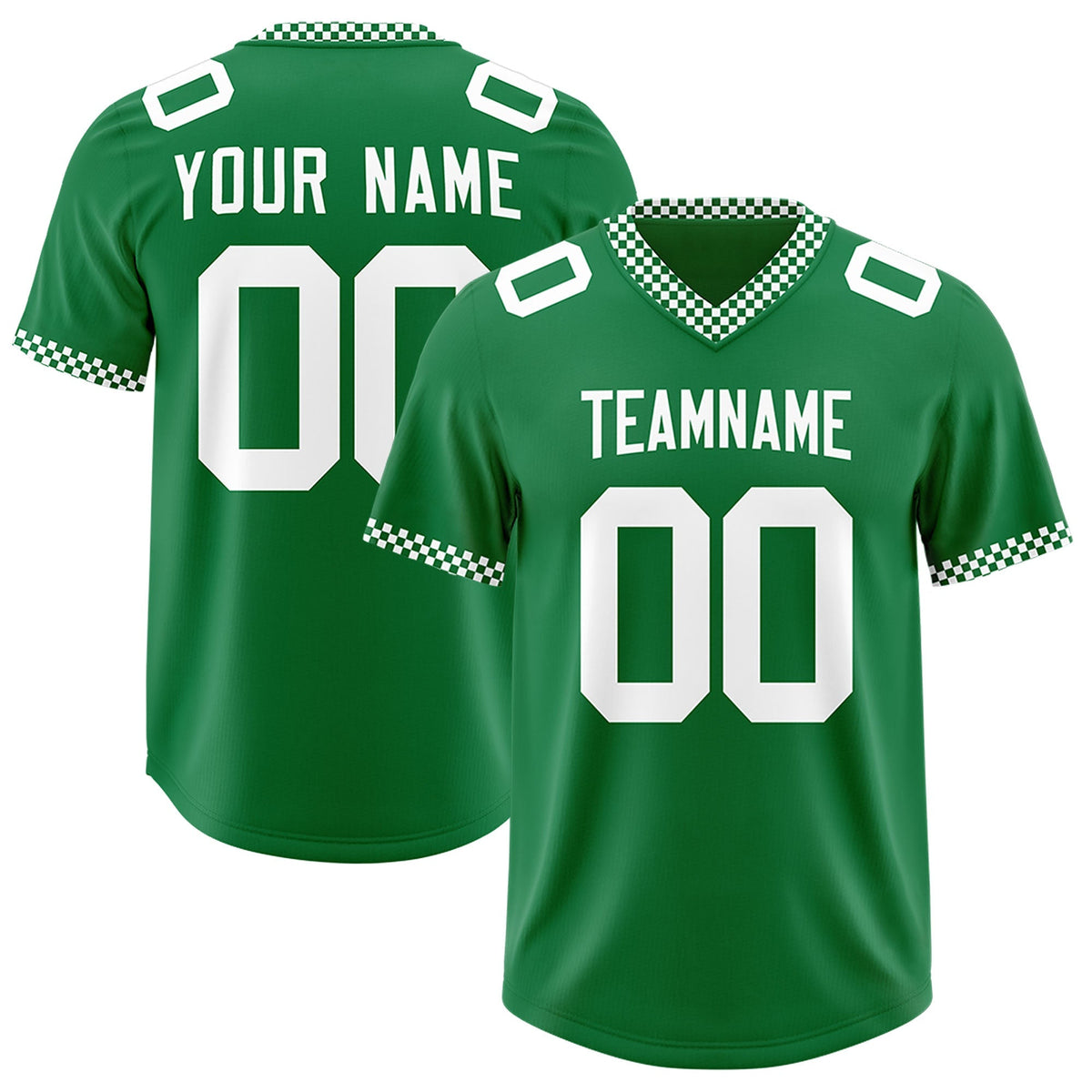 Custom Kelly Green White Personalized Neckline Square Classic Authentic American Football Jersey