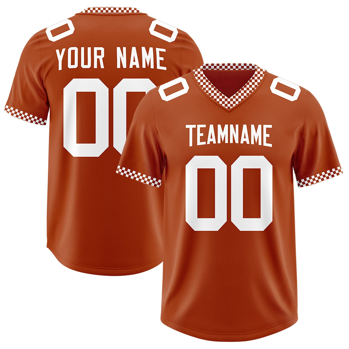 Custom Texas Orange White Personalized Neckline Square Classic Authentic American Football Jersey