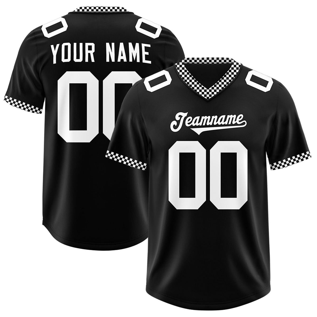 Custom Black White Personalized Neckline Square Classic Authentic American Football Jersey