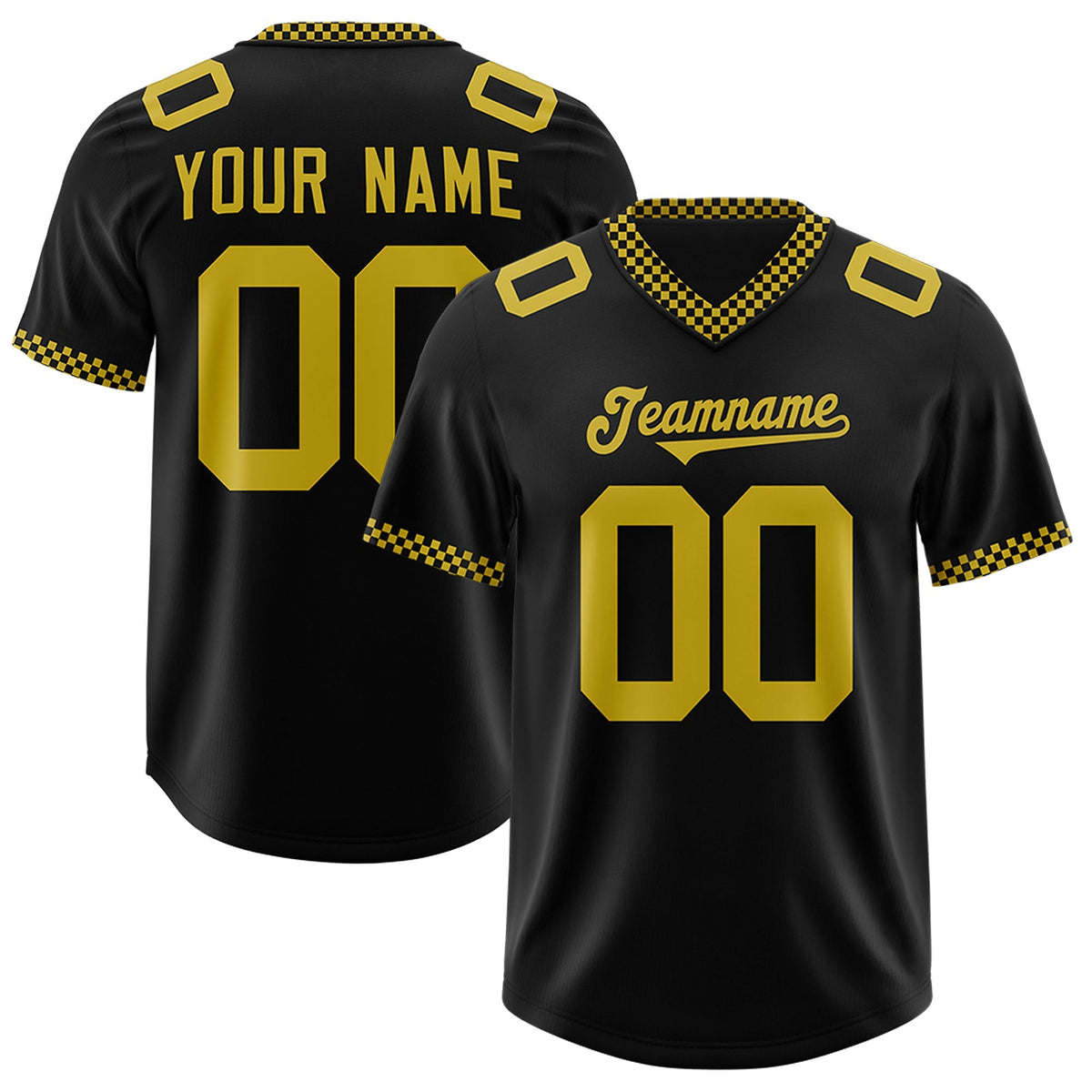 Custom Black Old Gold Personalized Neckline Square Classic Authentic American Football Jersey