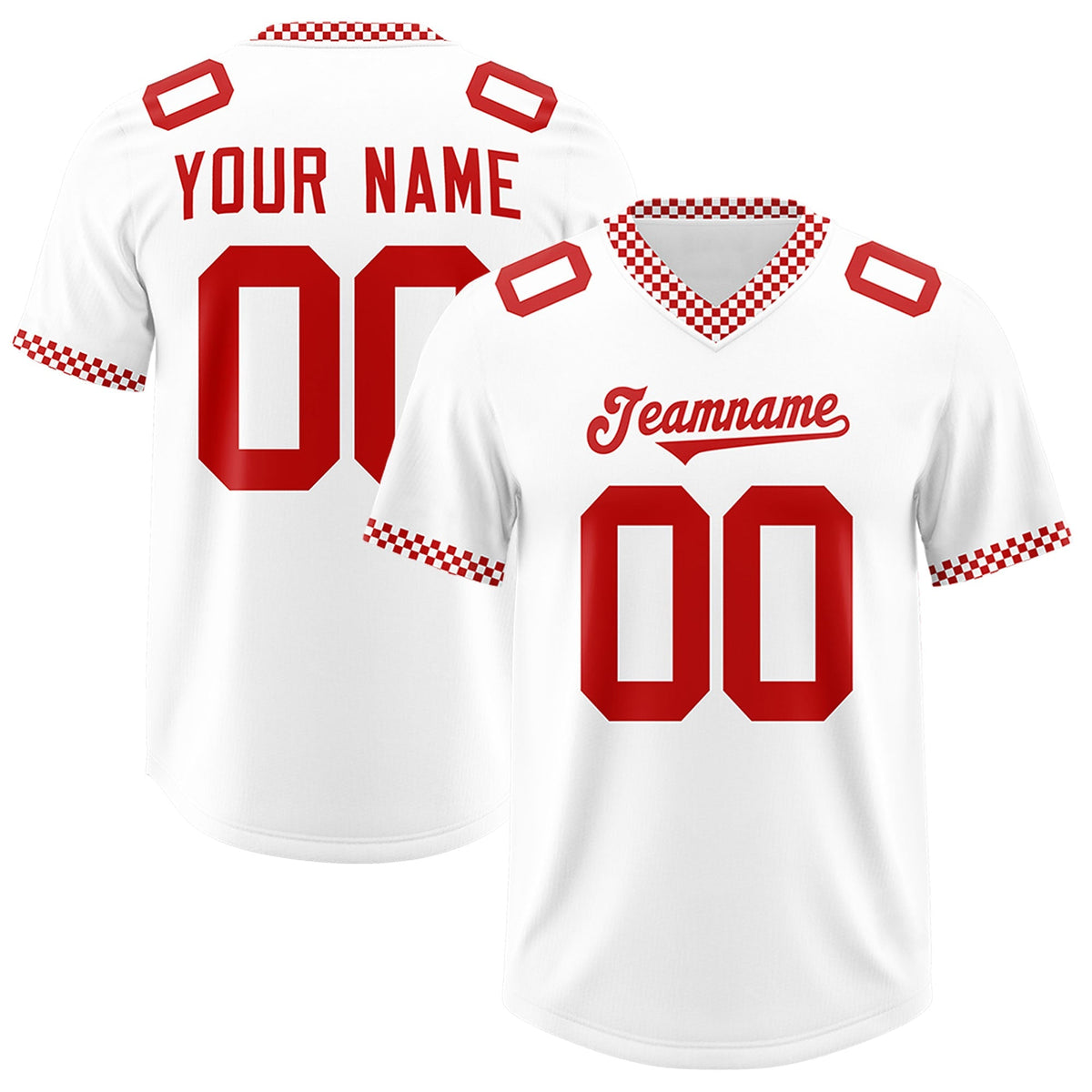 Custom White Red Personalized Neckline Square Classic Authentic American Football Jersey
