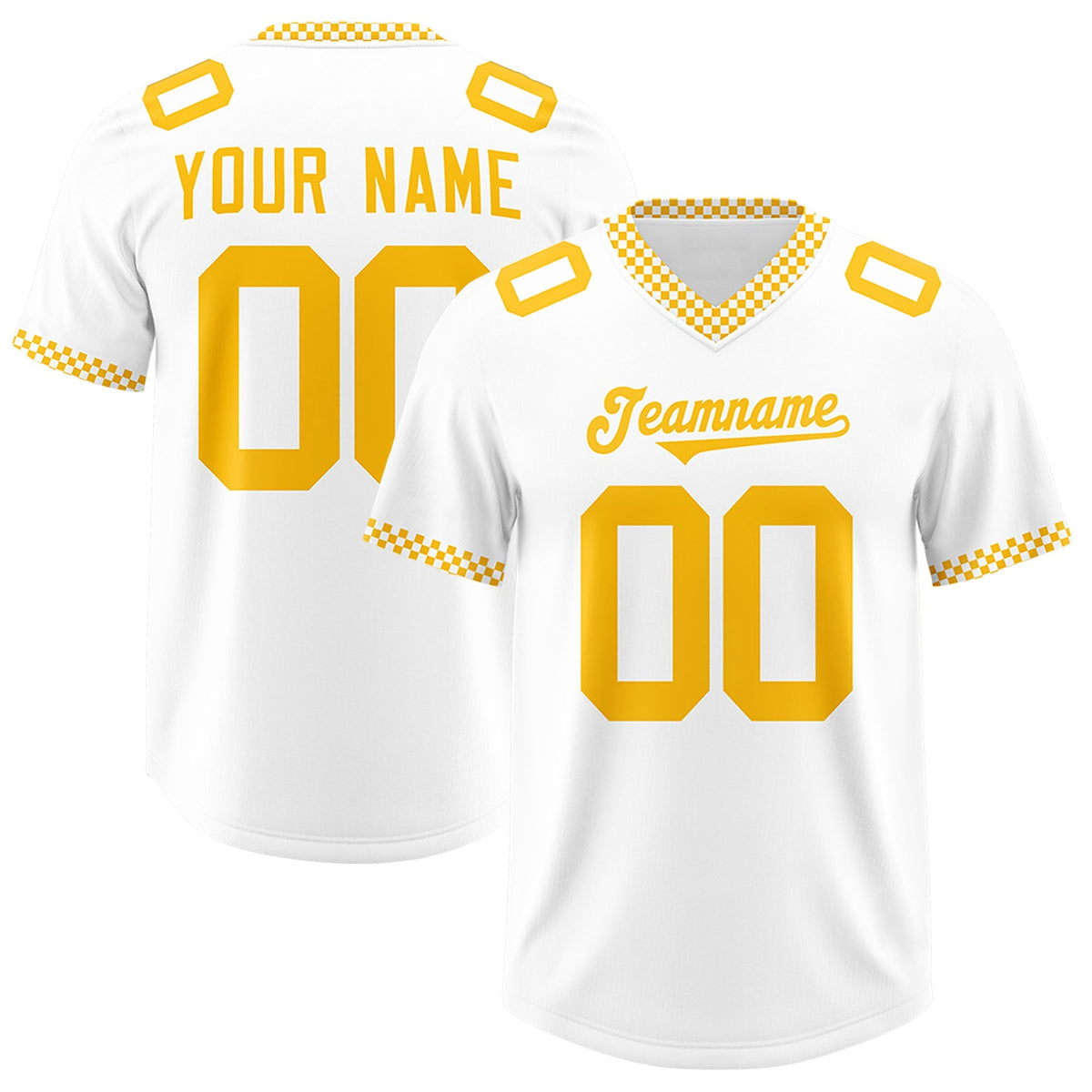 Custom White Yellow Personalized Neckline Square Classic Authentic American Football Jersey