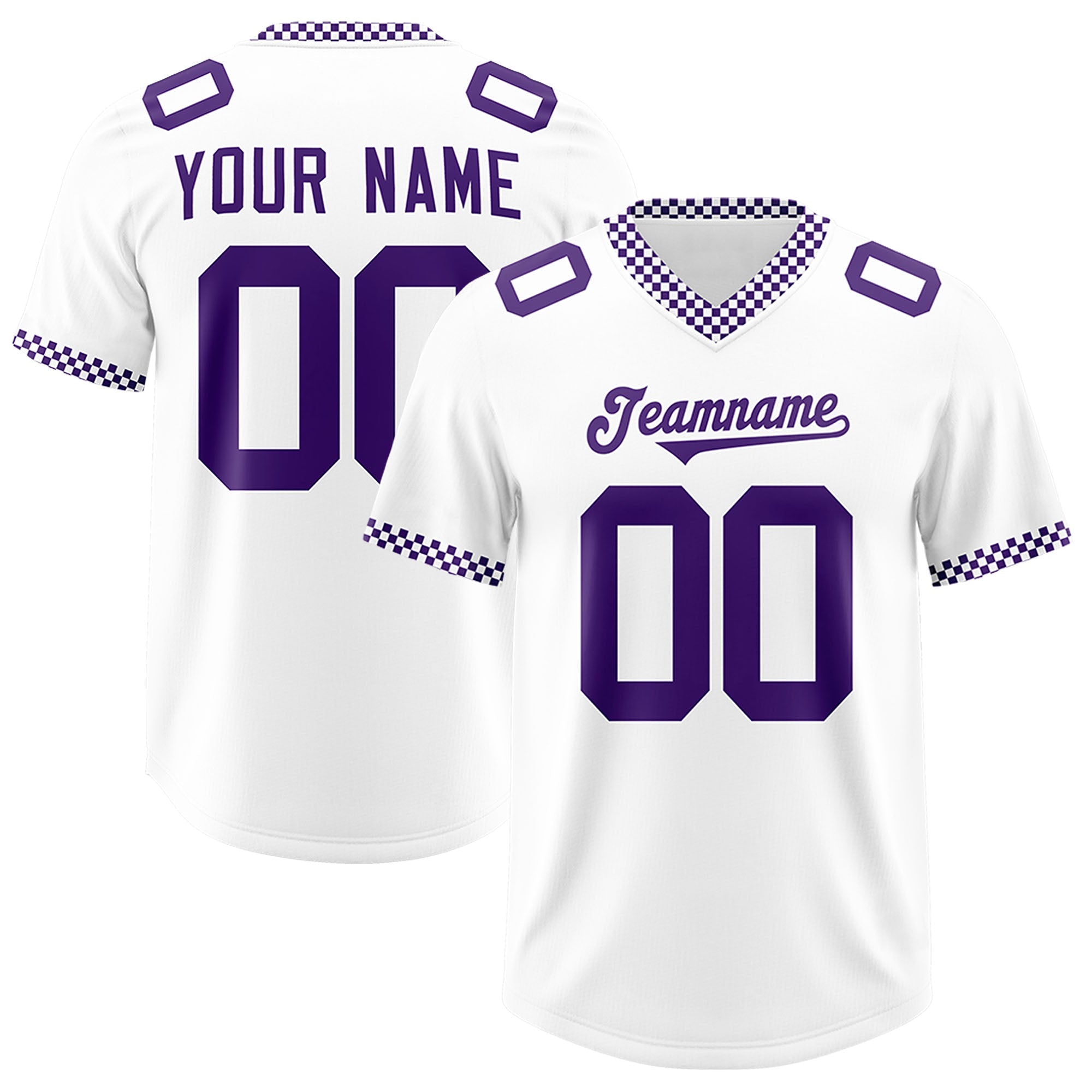 Custom White Purple Personalized Neckline Square Classic Authentic American Football Jersey