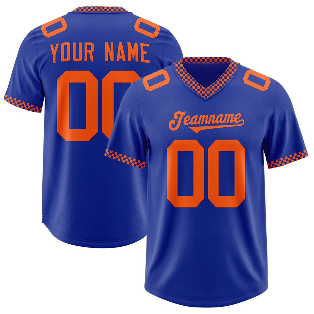 Custom Royal Orange Personalized Neckline Square Classic Authentic American Football Jersey