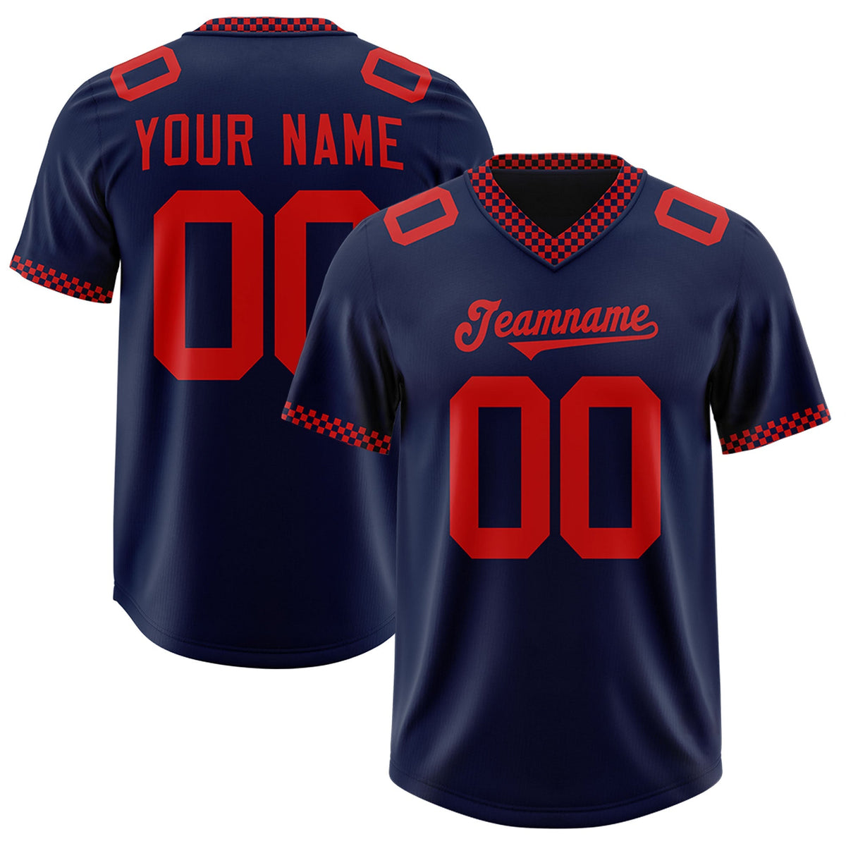 Custom Navy Red Personalized Neckline Square Classic Authentic American Football Jersey