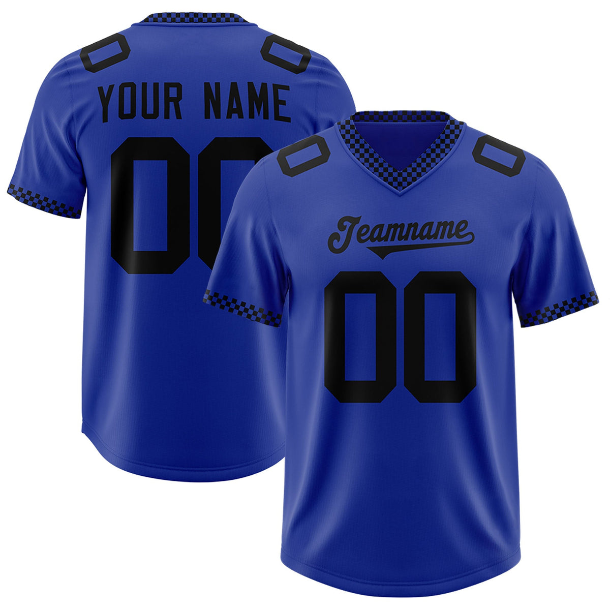 Custom Royal Black Personalized Neckline Square Classic Authentic American Football Jersey