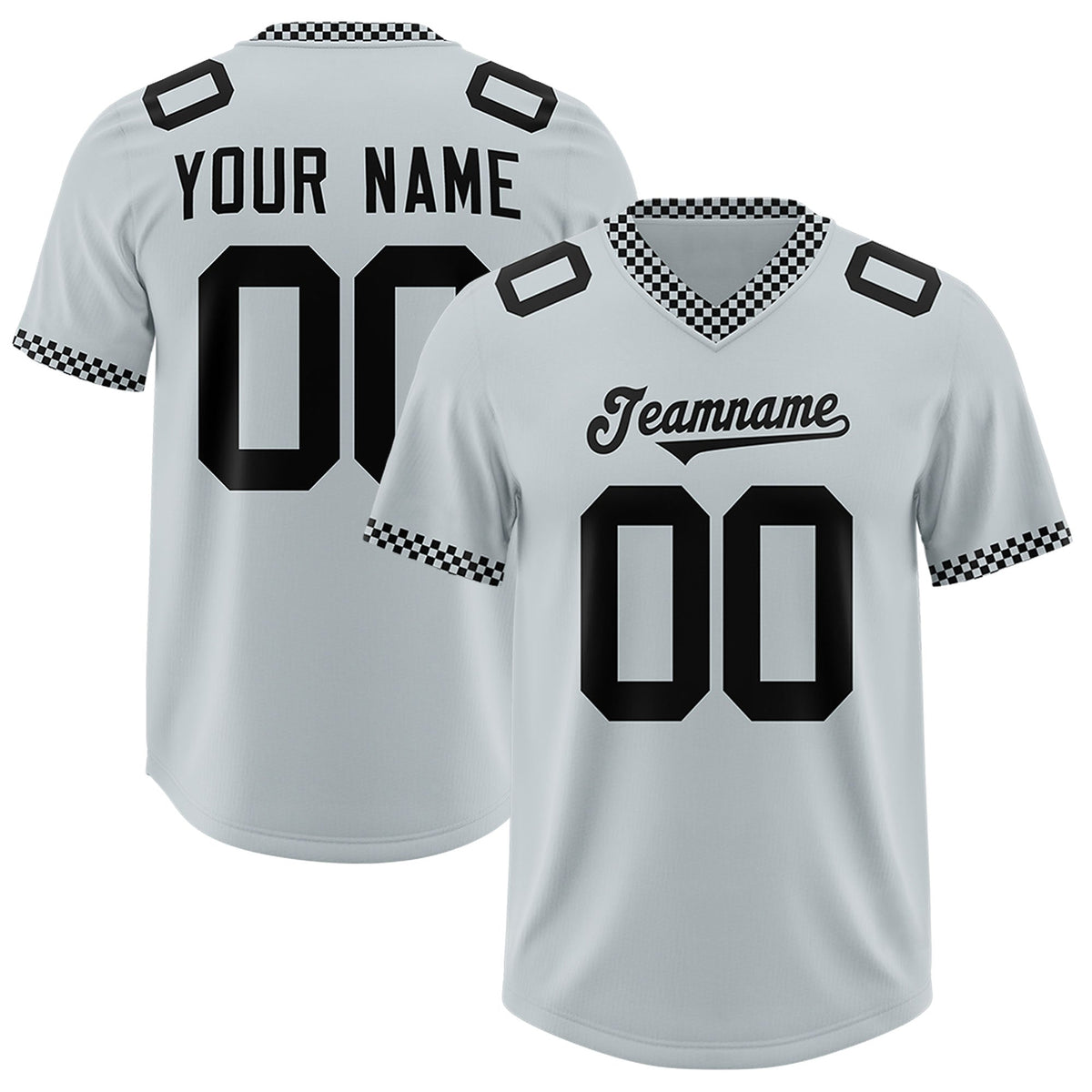 Custom Silver Black Personalized Neckline Square Classic Authentic American Football Jersey