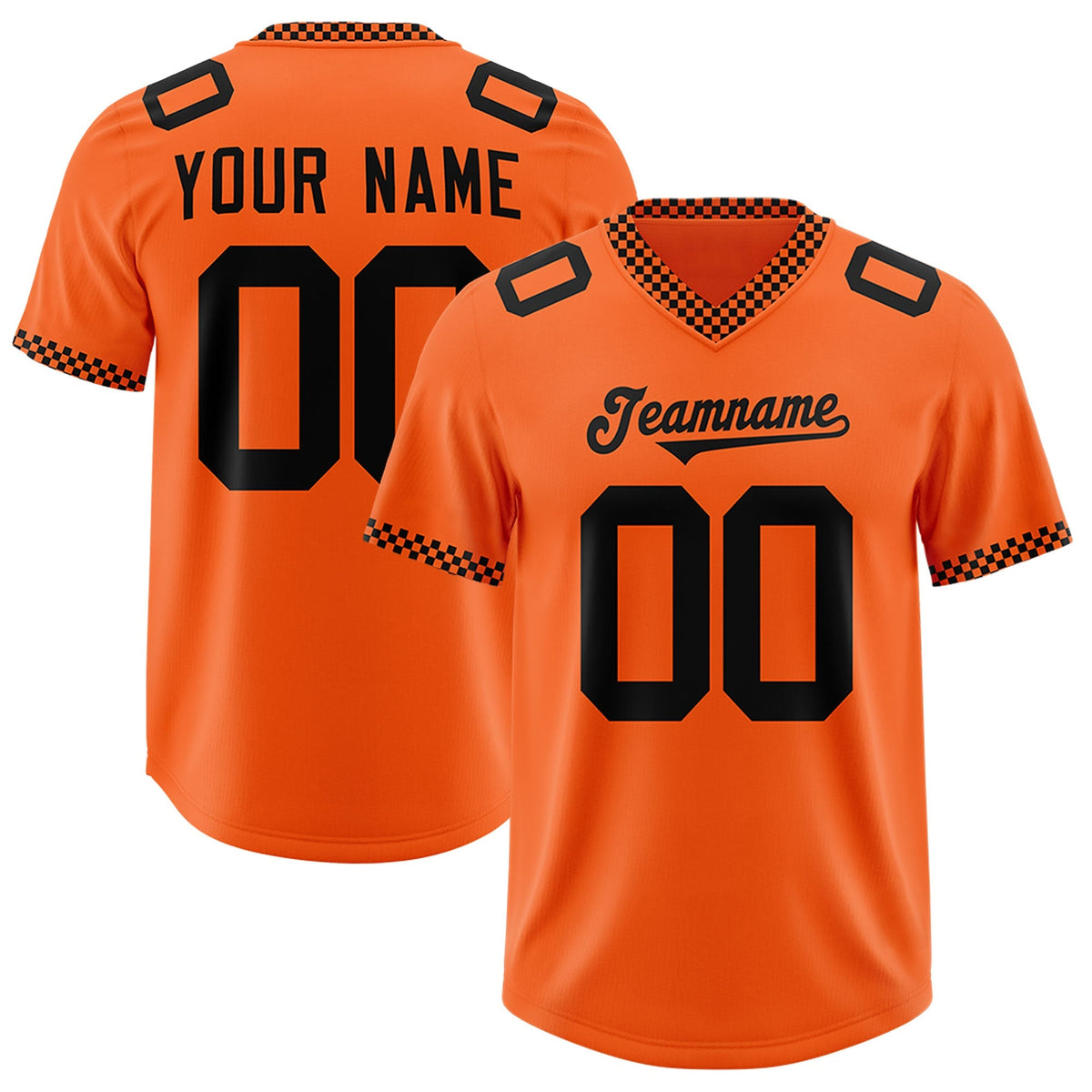 Custom Orange Black Personalized Neckline Square Classic Authentic American Football Jersey