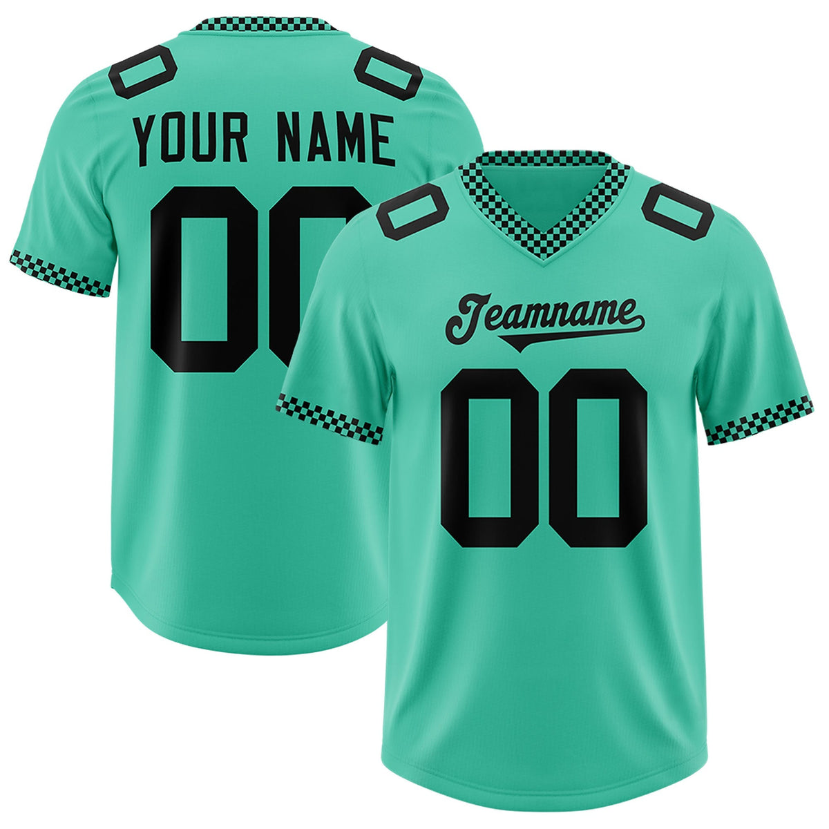 Custom Bright Green Black Personalized Neckline Square Classic Authentic American Football Jersey