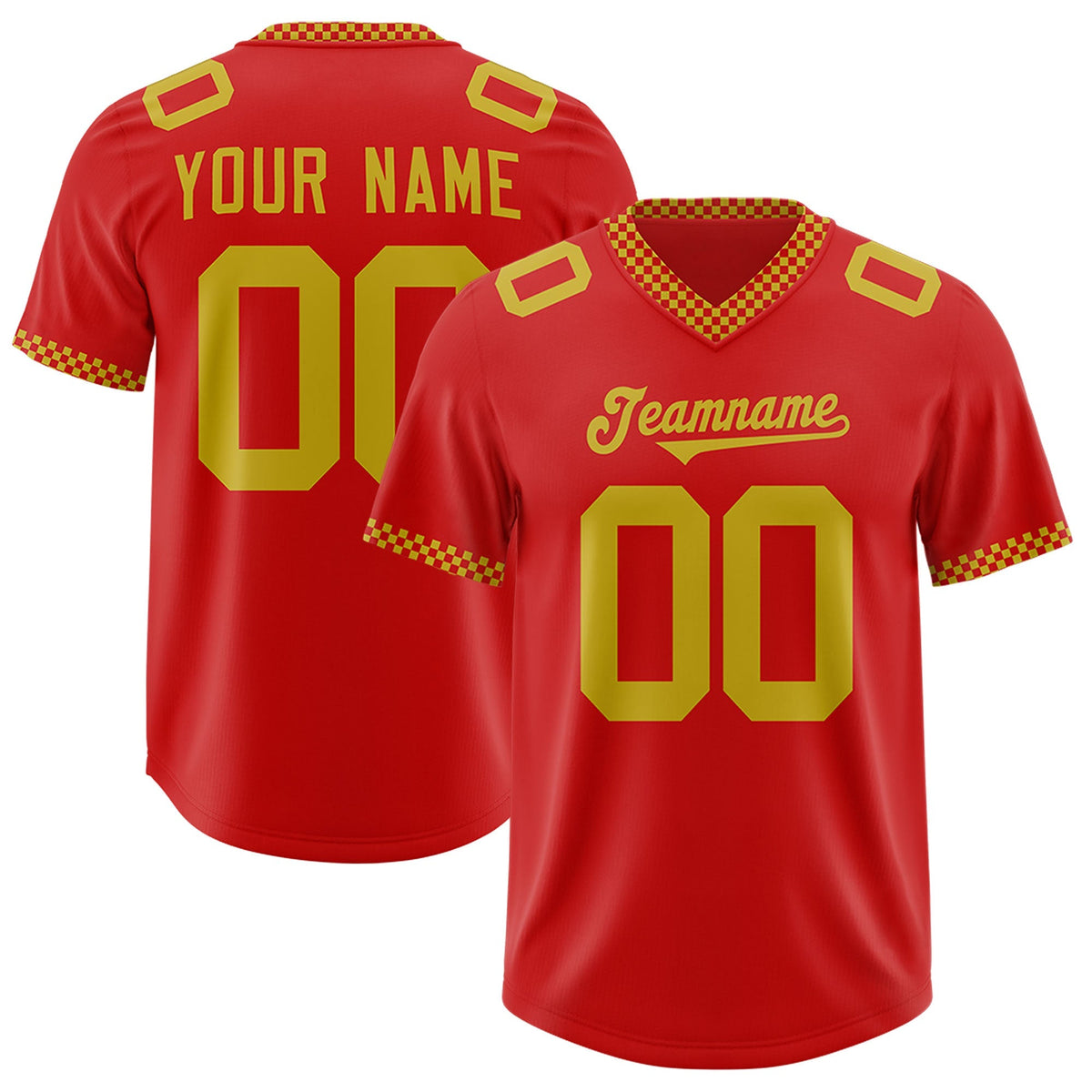 Custom Red Old Gold Personalized Neckline Square Classic Authentic American Football Jersey