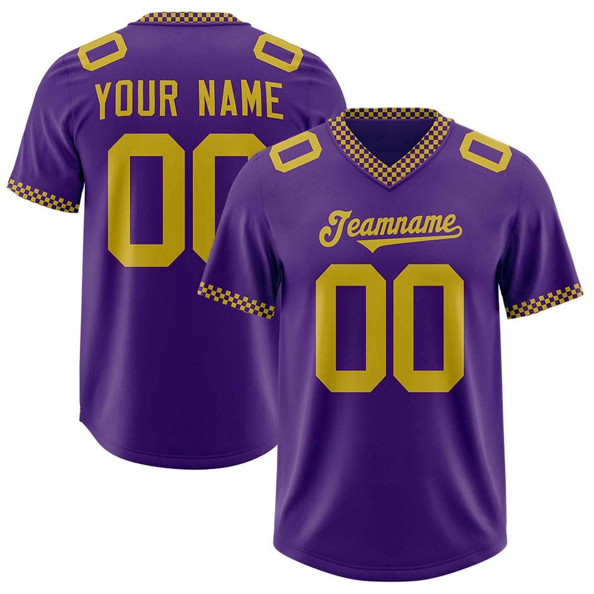 Custom Purple Old Gold Personalized Neckline Square Classic Authentic American Football Jersey