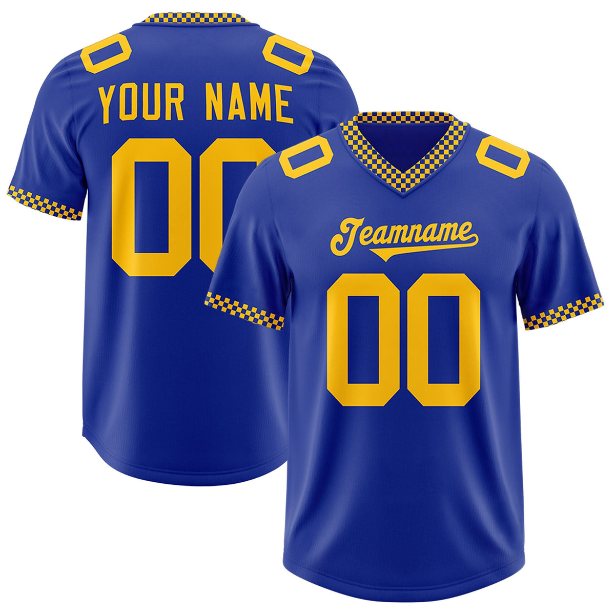 Custom Royal Yellow Personalized Neckline Square Classic Authentic American Football Jersey