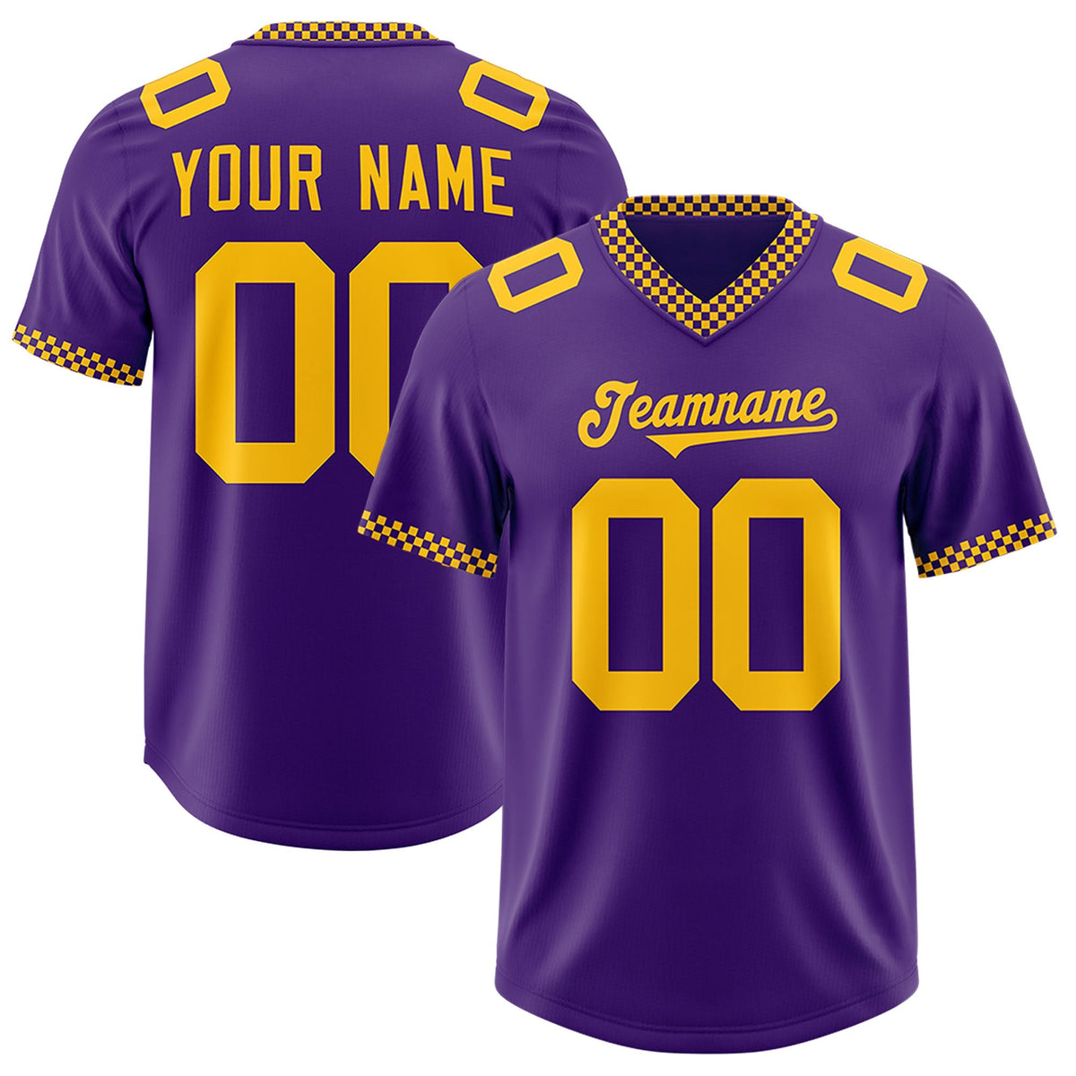 Custom Purple Yellow Personalized Neckline Square Classic Authentic American Football Jersey