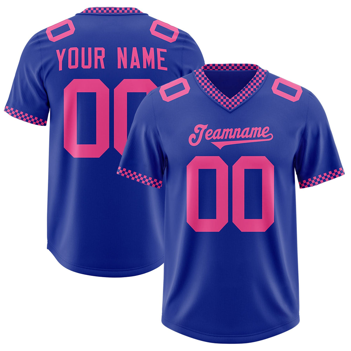 Custom Royal Pink Personalized Neckline Square Classic Authentic American Football Jersey
