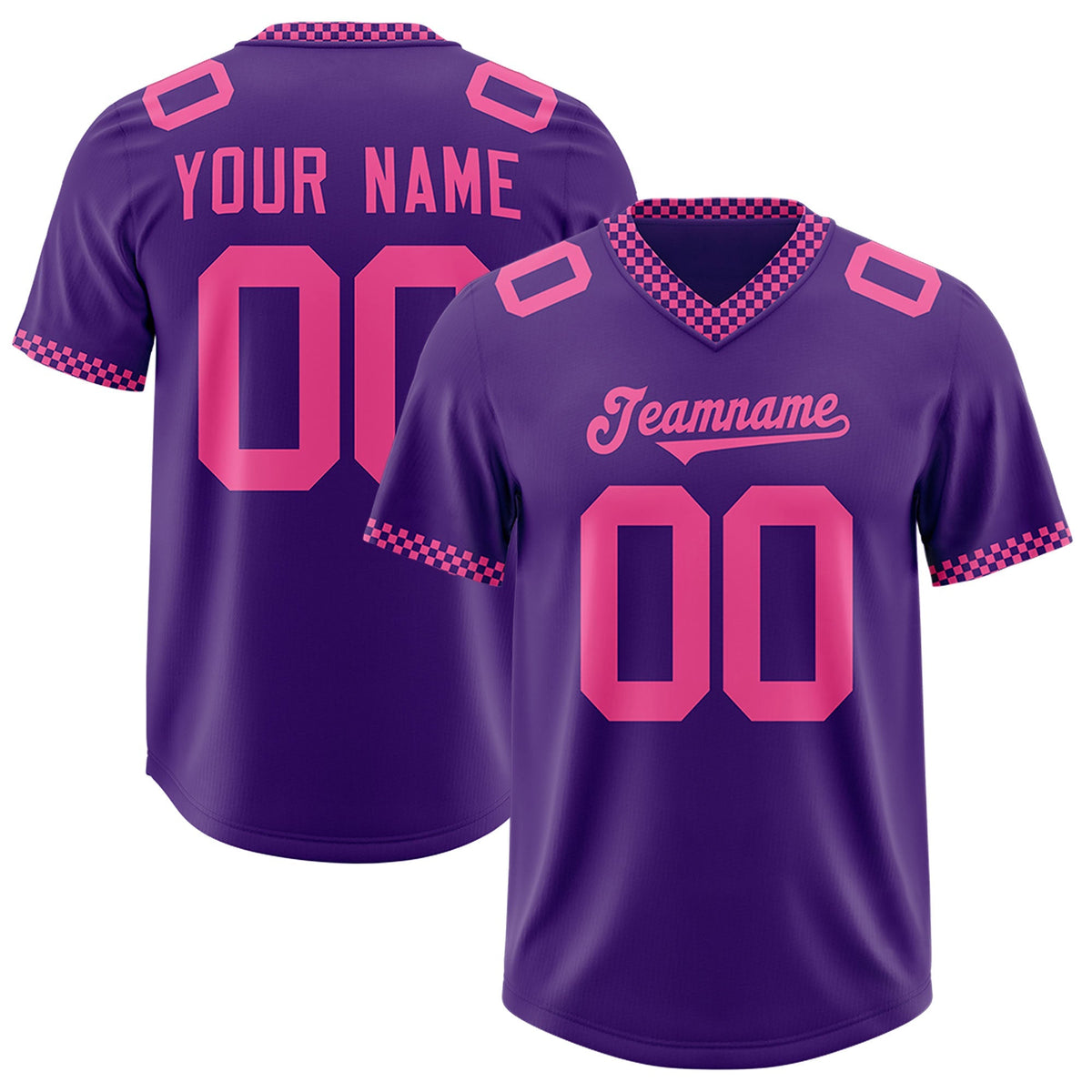 Custom Purple Pink Personalized Neckline Square Classic Authentic American Football Jersey
