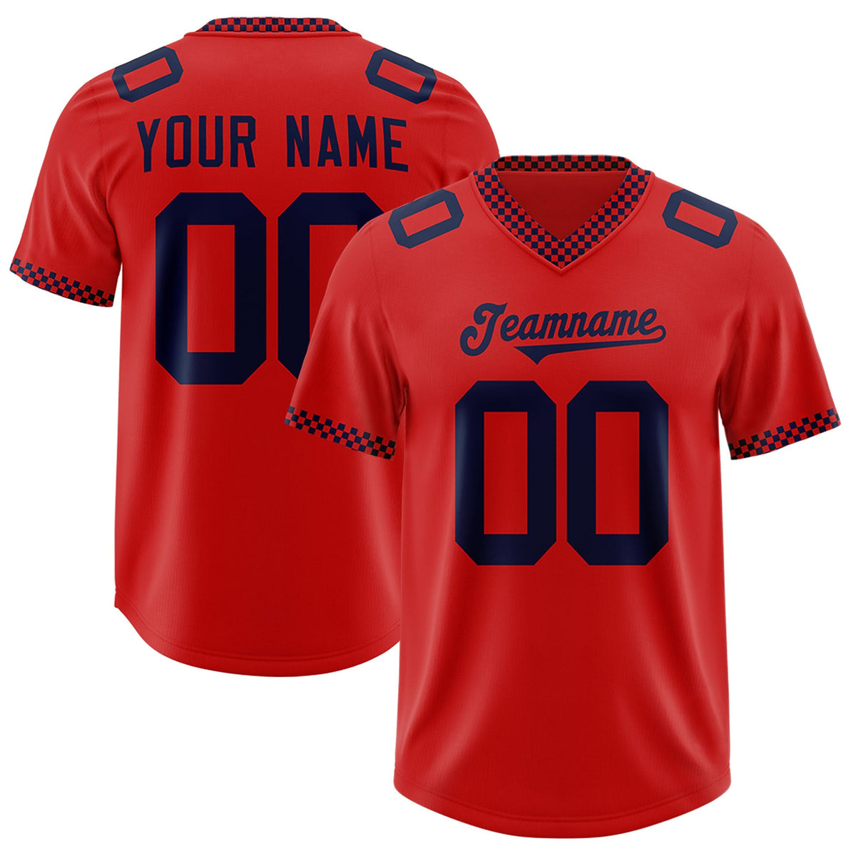 Custom Red Navy Personalized Neckline Square Classic Authentic American Football Jersey