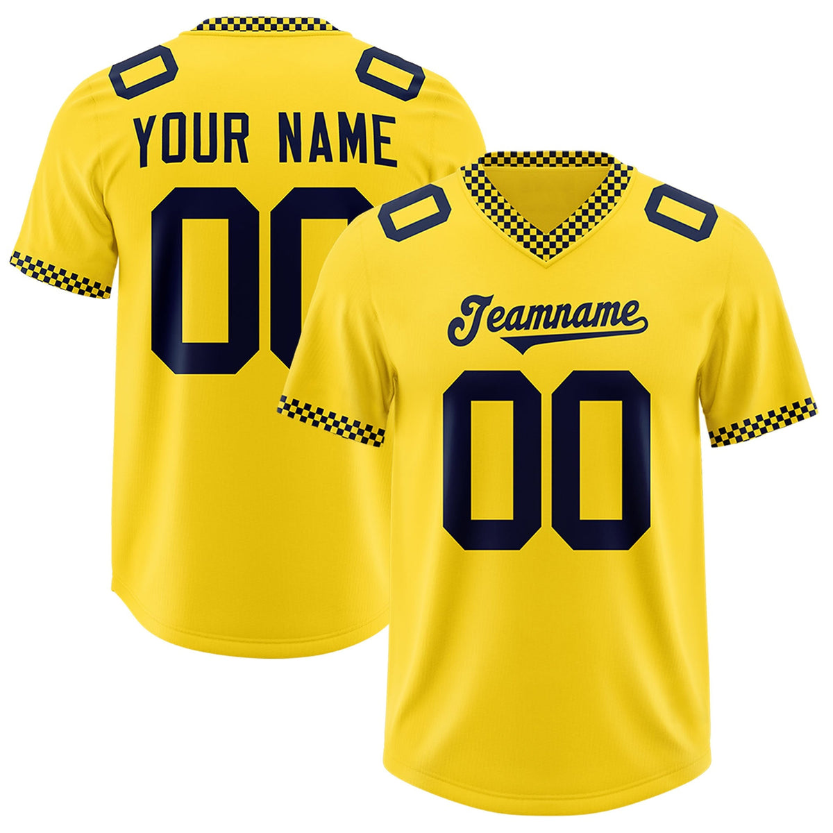 Custom Gold Navy Personalized Neckline Square Classic Authentic American Football Jersey