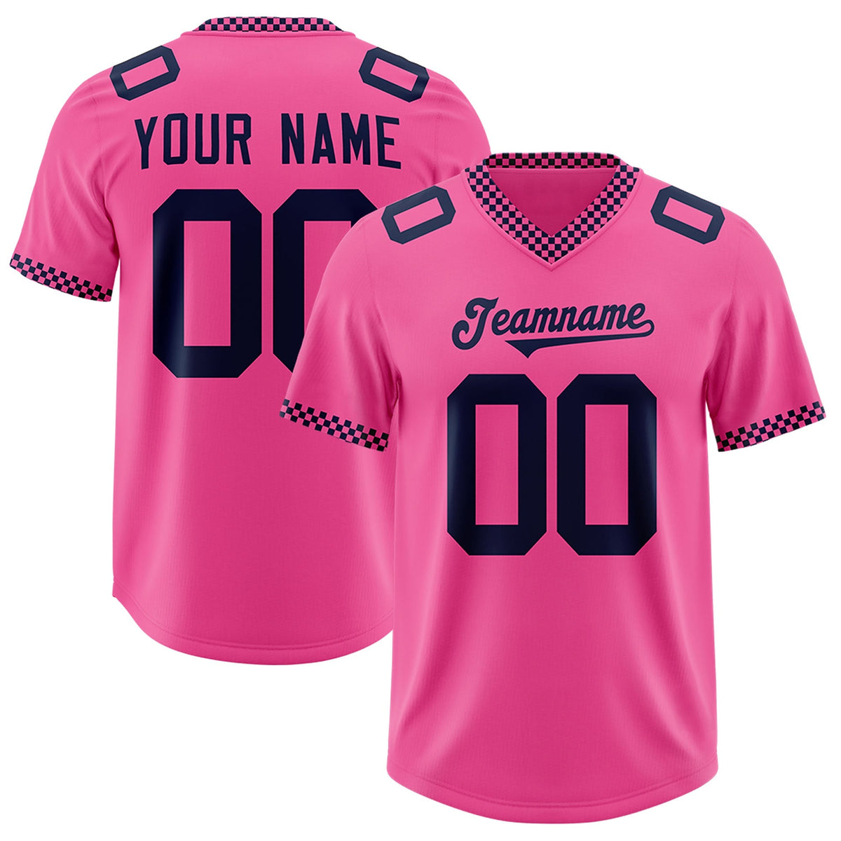 Custom Pink Navy Personalized Neckline Square Classic Authentic American Football Jersey