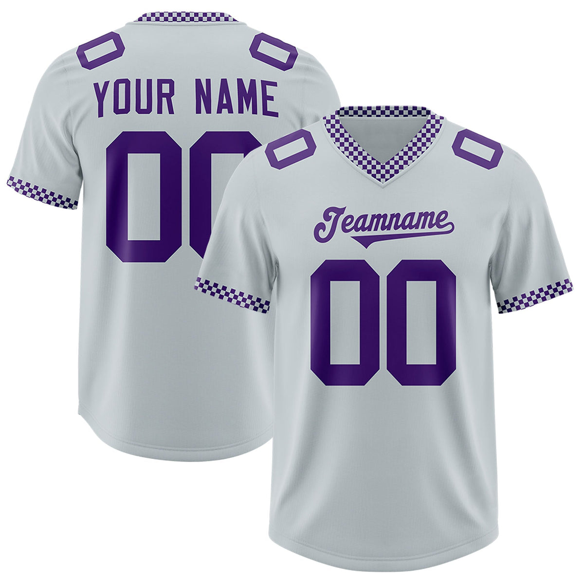 Custom Silver Purple Personalized Neckline Square Classic Authentic American Football Jersey