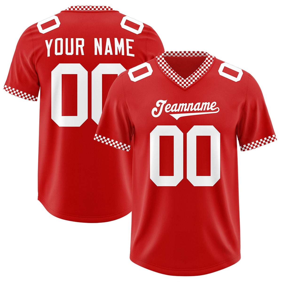 Custom Red White Personalized Neckline Square Classic Authentic American Football Jersey
