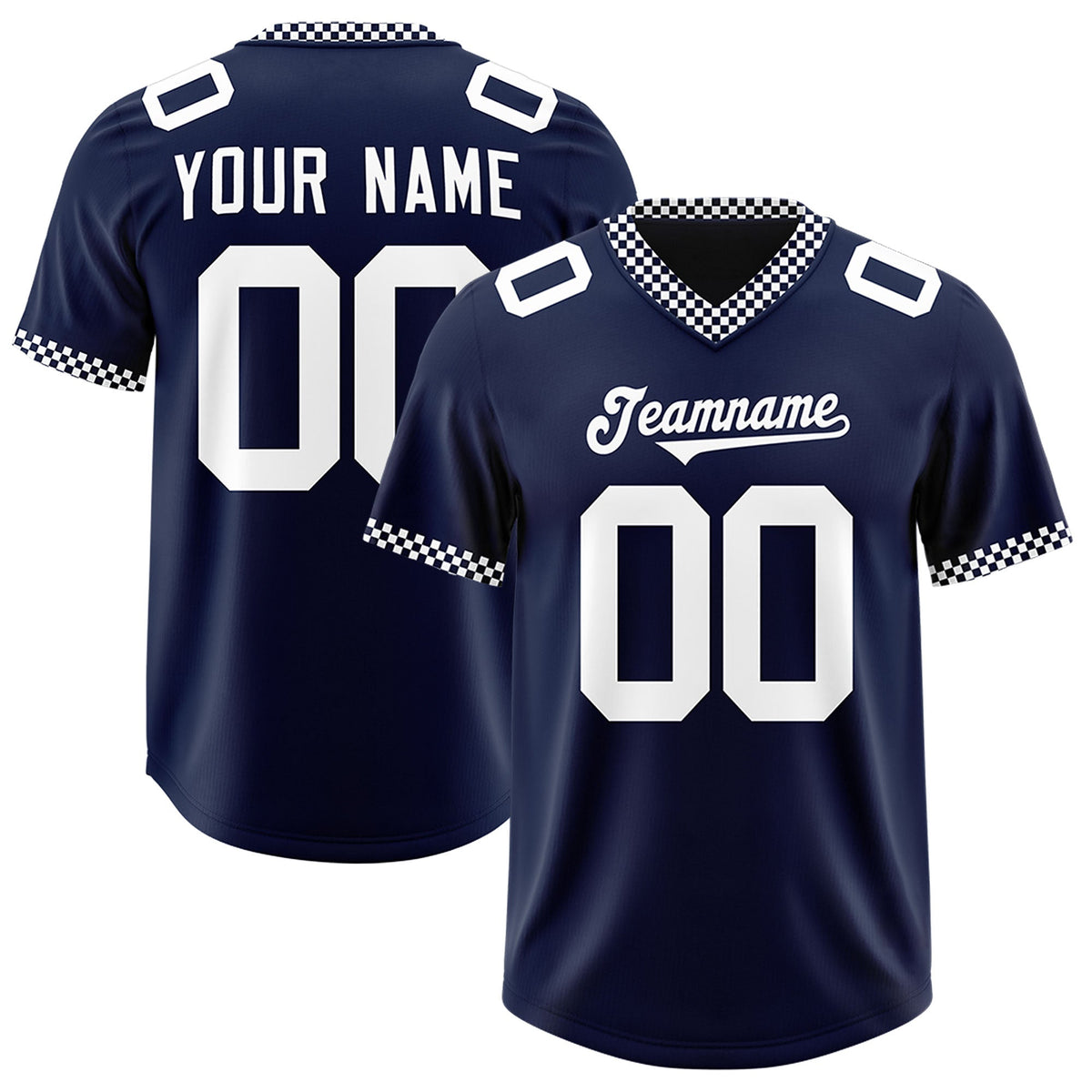 Custom Navy White Personalized Neckline Square Classic Authentic American Football Jersey