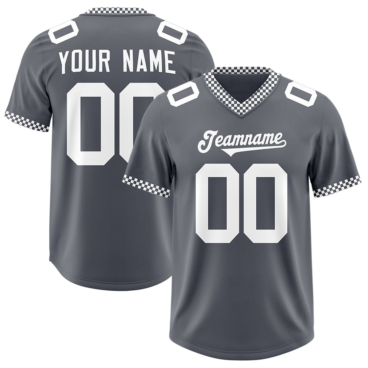 Custom Dark Gray White Personalized Neckline Square Classic Authentic American Football Jersey