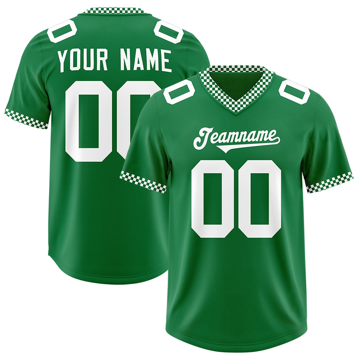 Custom Kelly Green White Personalized Neckline Square Classic Authentic American Football Jersey