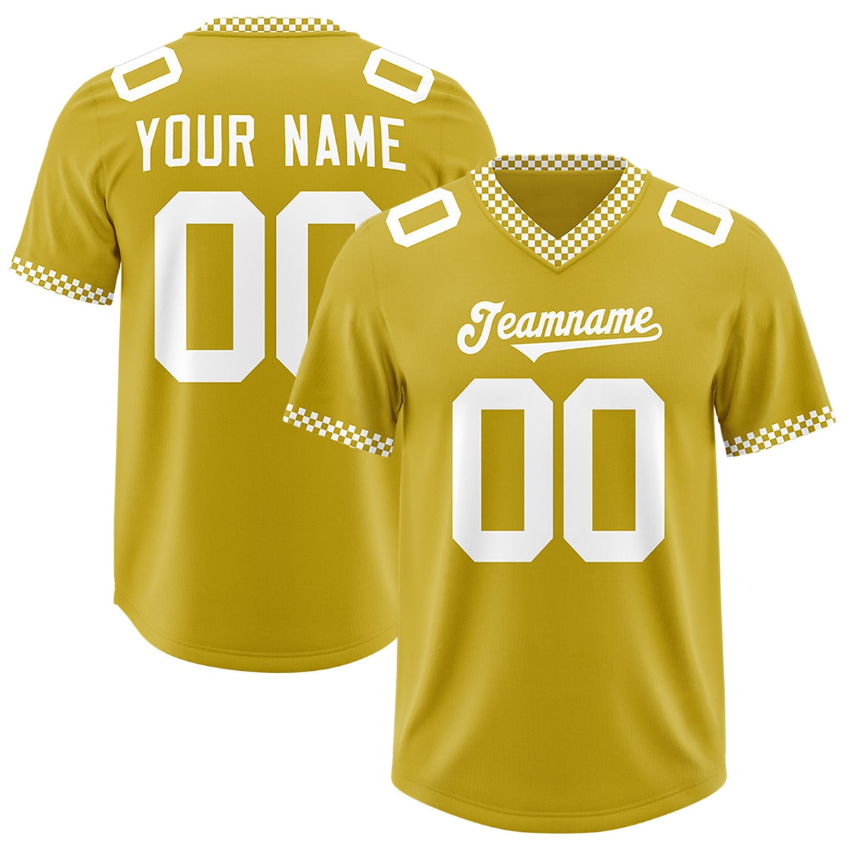 Custom Old Gold White Personalized Neckline Square Classic Authentic American Football Jersey