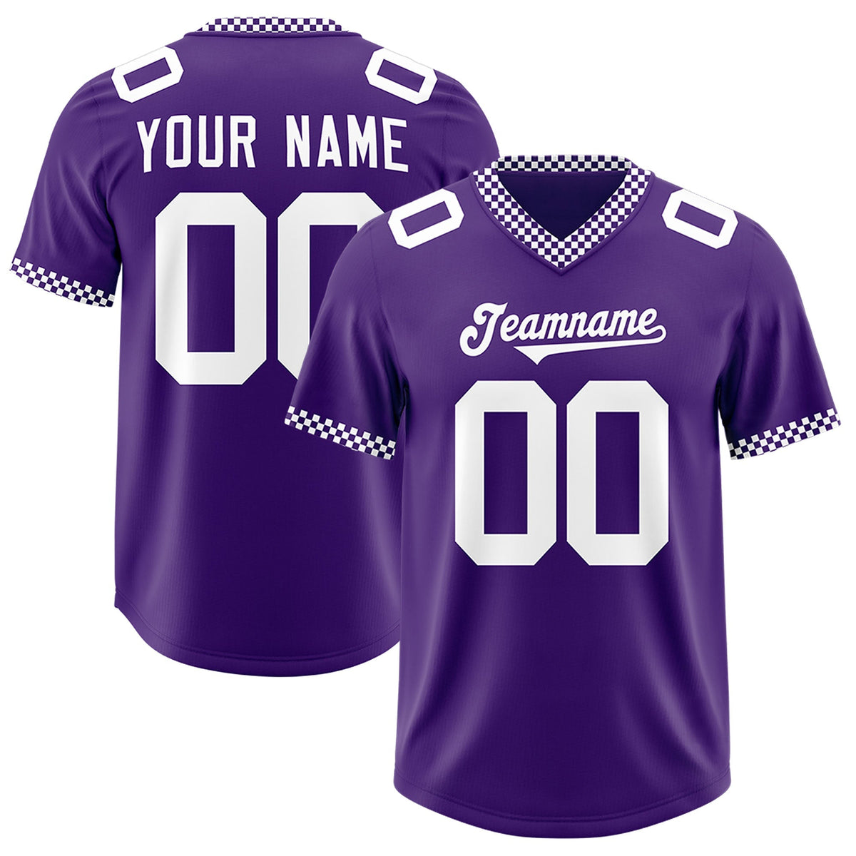 Custom Purple White Personalized Neckline Square Classic Authentic American Football Jersey