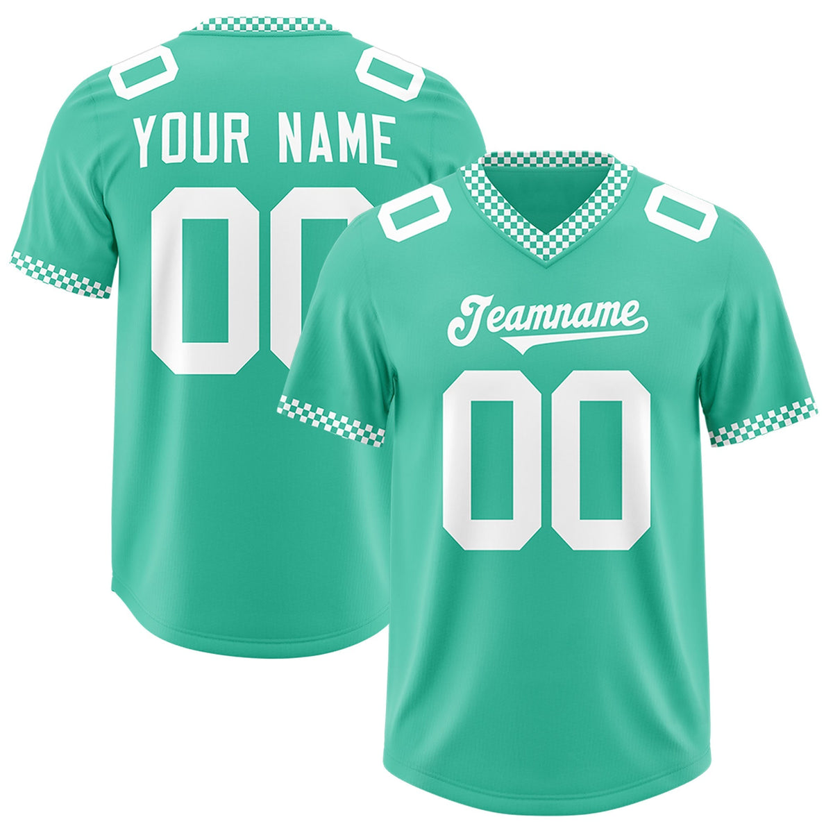 Custom Bright Green White Personalized Neckline Square Classic Authentic American Football Jersey