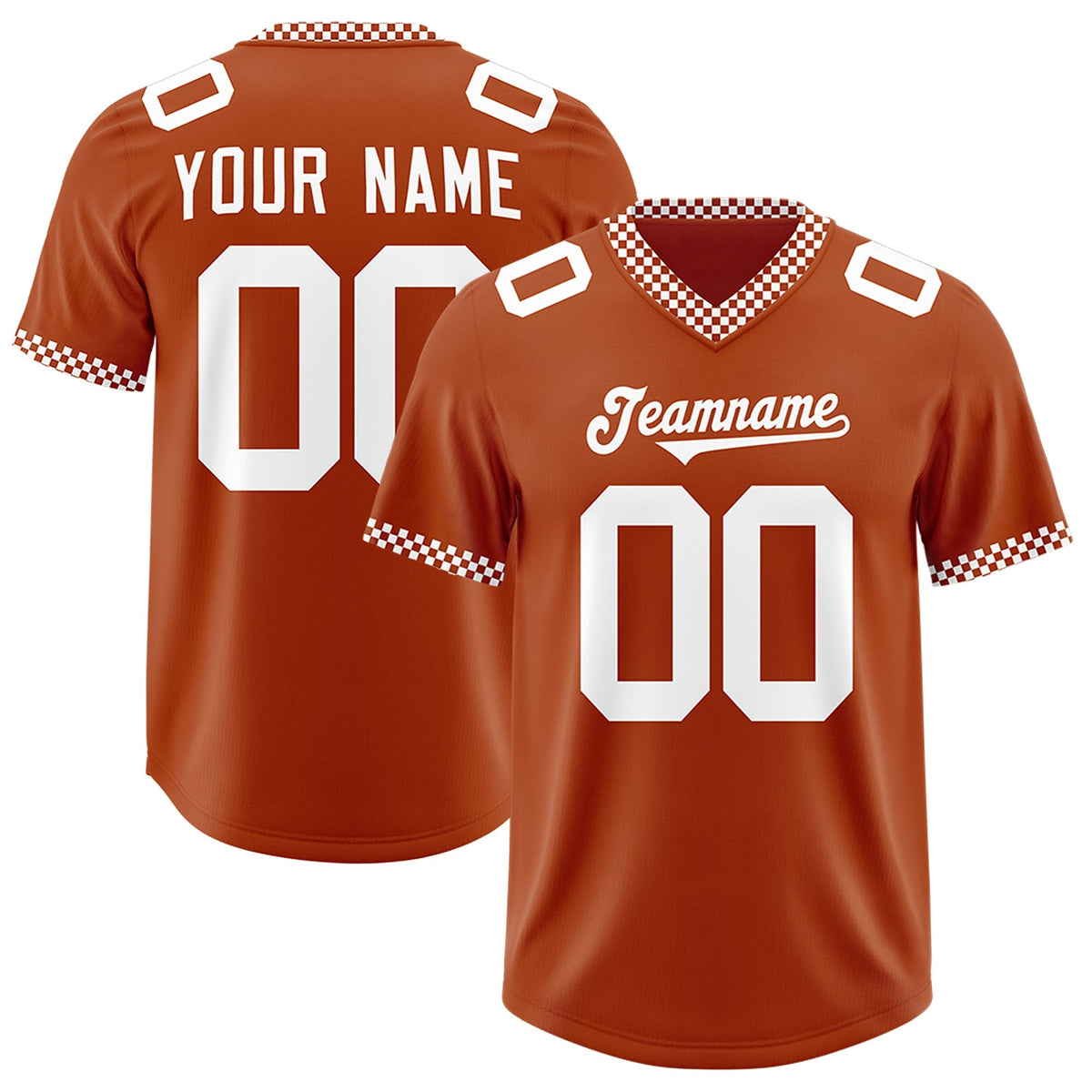 Custom Texas Orange White Personalized Neckline Square Classic Authentic American Football Jersey
