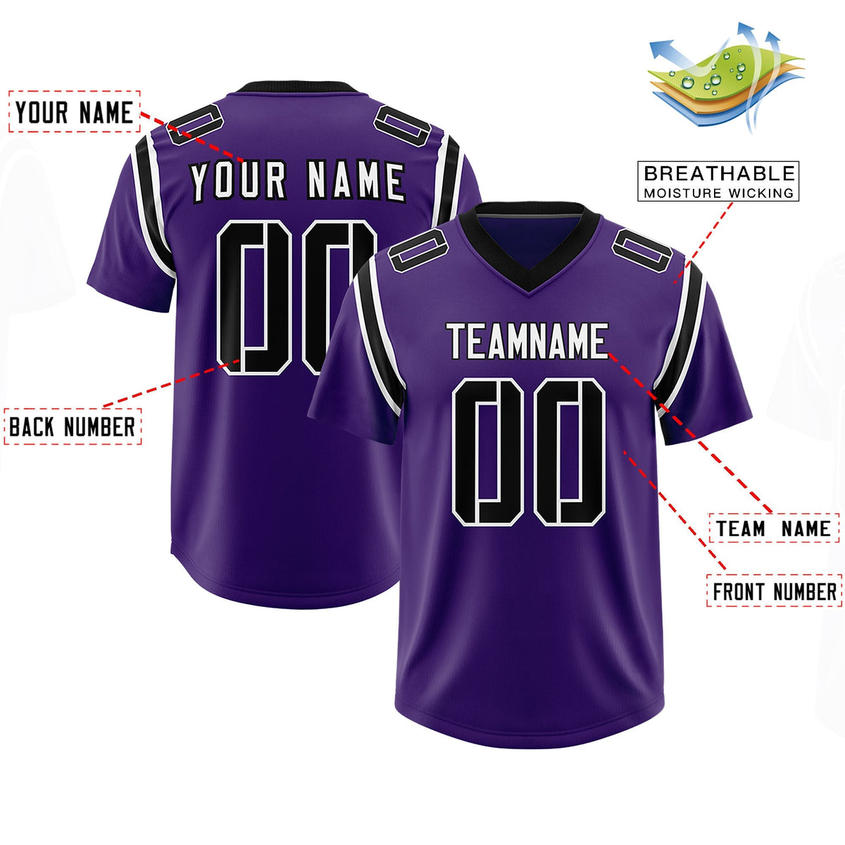 Custom Purple Personalized Shoulder Cut Two-Tone Authentic American Football Jersey
