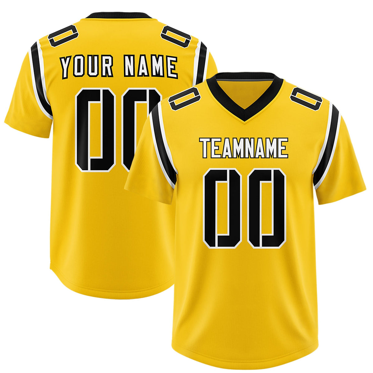 Custom Gold Personalized Shoulder Cut Two-Tone Authentic American Football Jersey