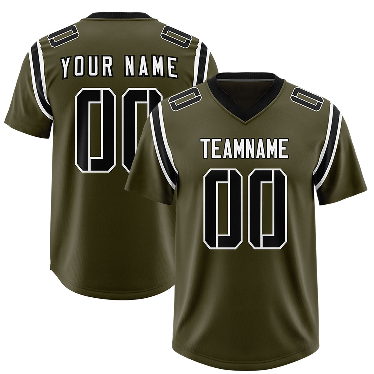 Custom Olive Personalized Shoulder Cut Two-Tone Authentic American Football Jersey