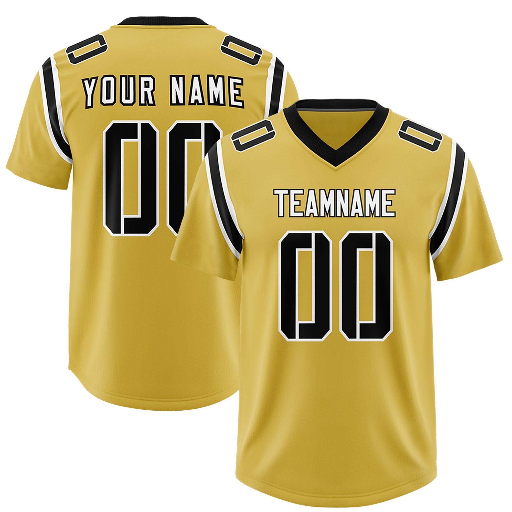 Custom Old Gold Personalized Shoulder Cut Two-Tone Authentic American Football Jersey