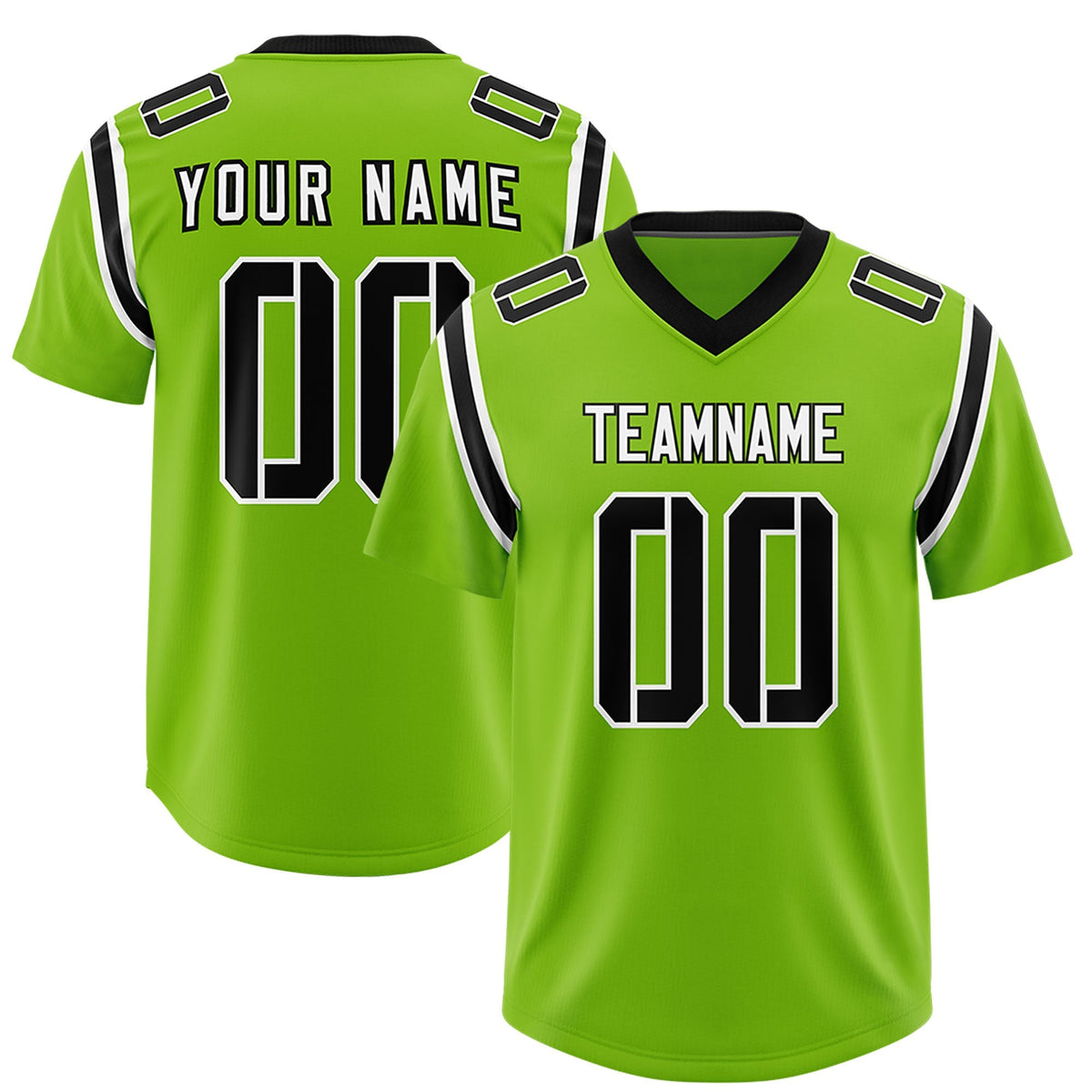 Custom Neon Green Personalized Shoulder Cut Two-Tone Authentic American Football Jersey