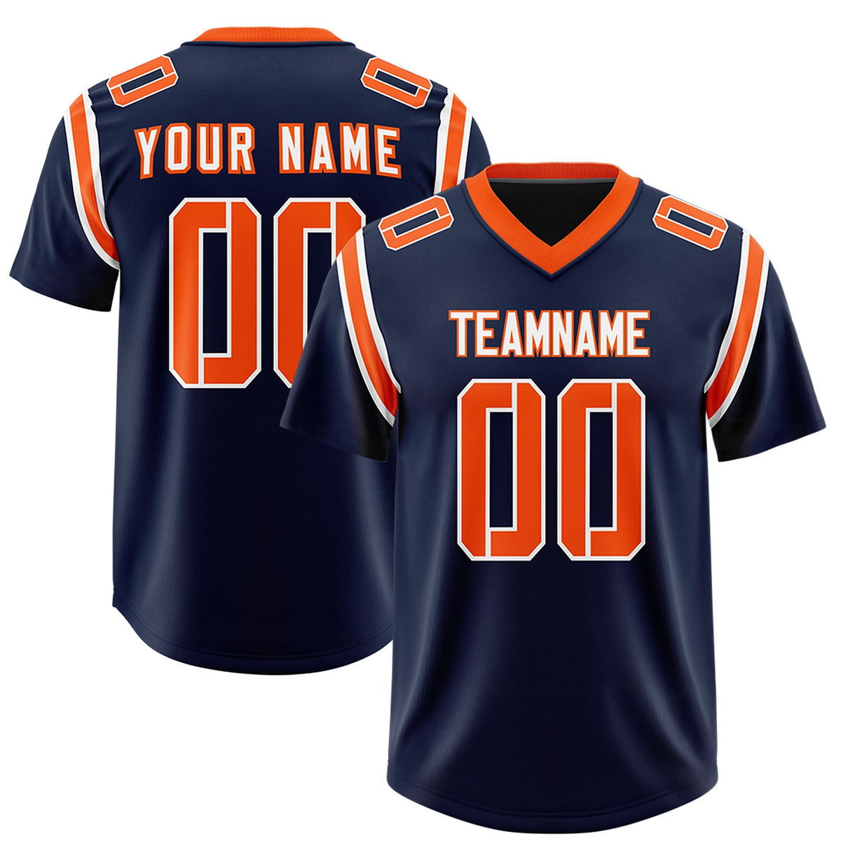 Custom Navy Personalized Shoulder Cut Two-Tone Authentic American Football Jersey