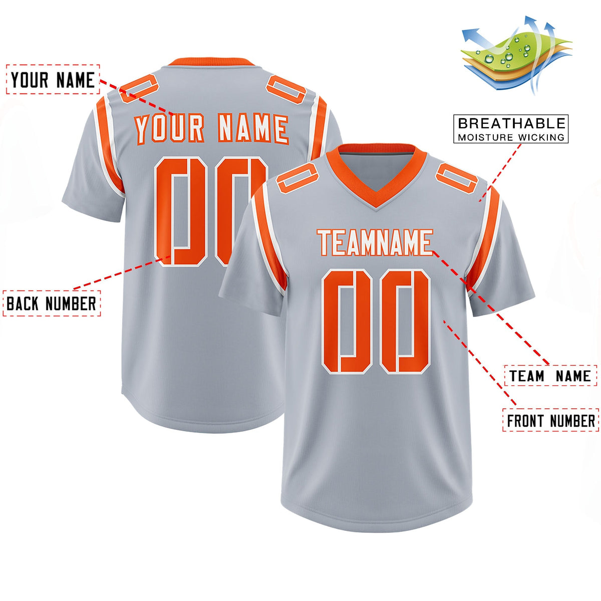 Custom Silver Personalized Shoulder Cut Two-Tone Authentic American Football Jersey